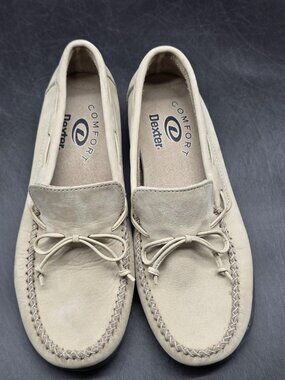 Dexter Comfort Shoes Womens Size 8.5 Beige Suede Moccasin Slip On Flats